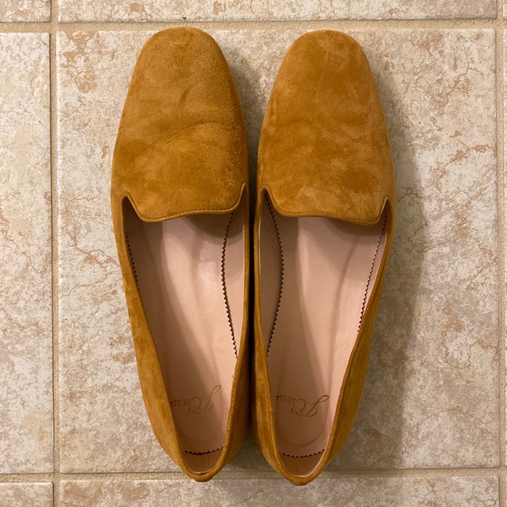 J Crew suede smoking slipper loafer in roasted cider color